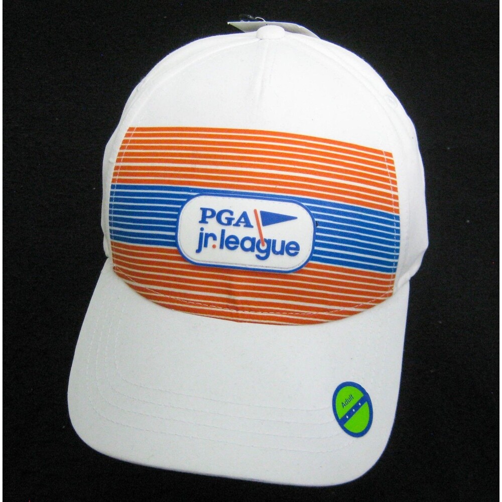 New PGA Golf Junior League White Baseball Cap Logo Hat Adult Adjustable Garb NWT